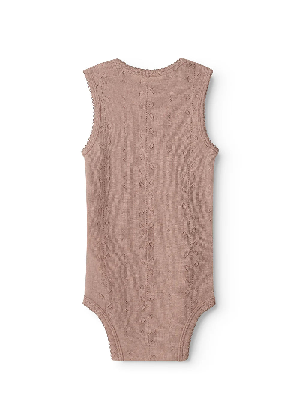 Mouwloze merinowollen romper - Bini Wool Pointelle - Burnt Rose - MarMar Copenhagen