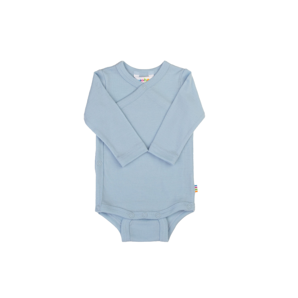 Wrap-around bodysuit - Merino wool - Blue - Joha