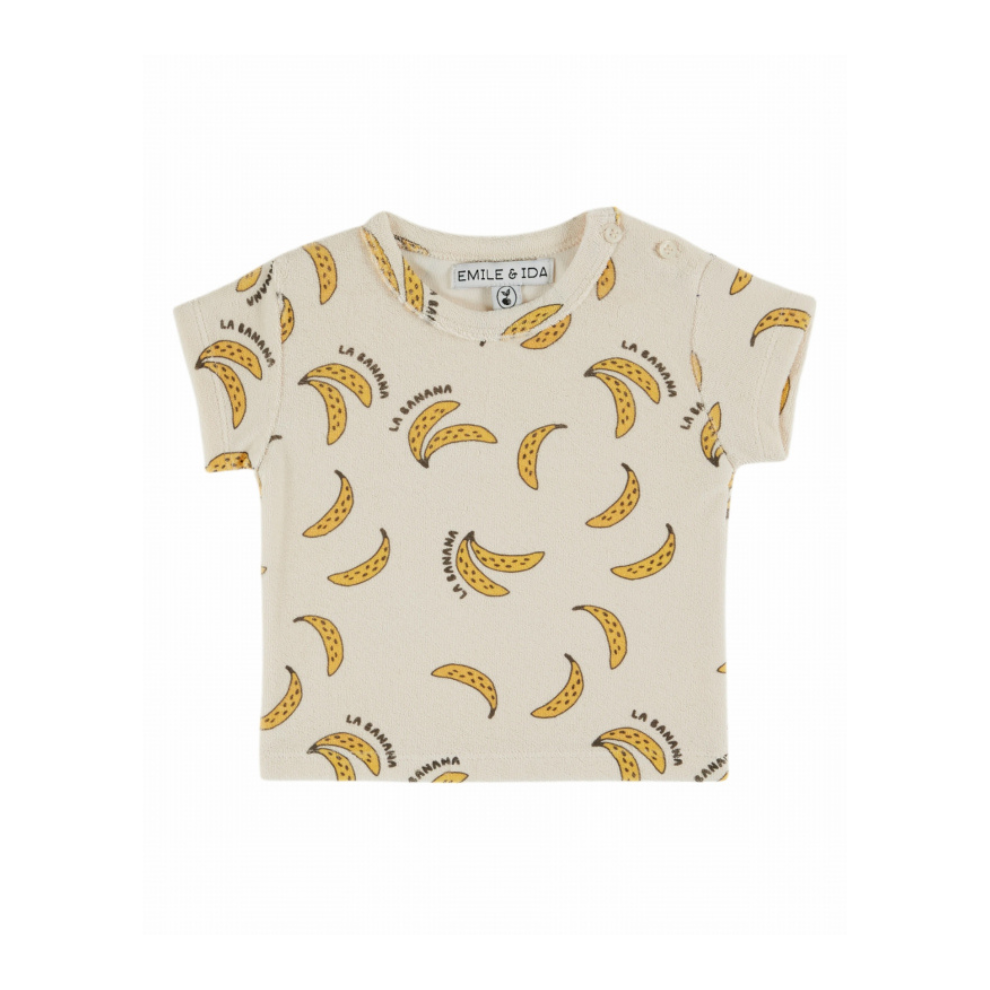 Top Terry Towelling - Tee Shirt Eponge - Organic cotton blend - Bananas/Off-white - Emile et Ida