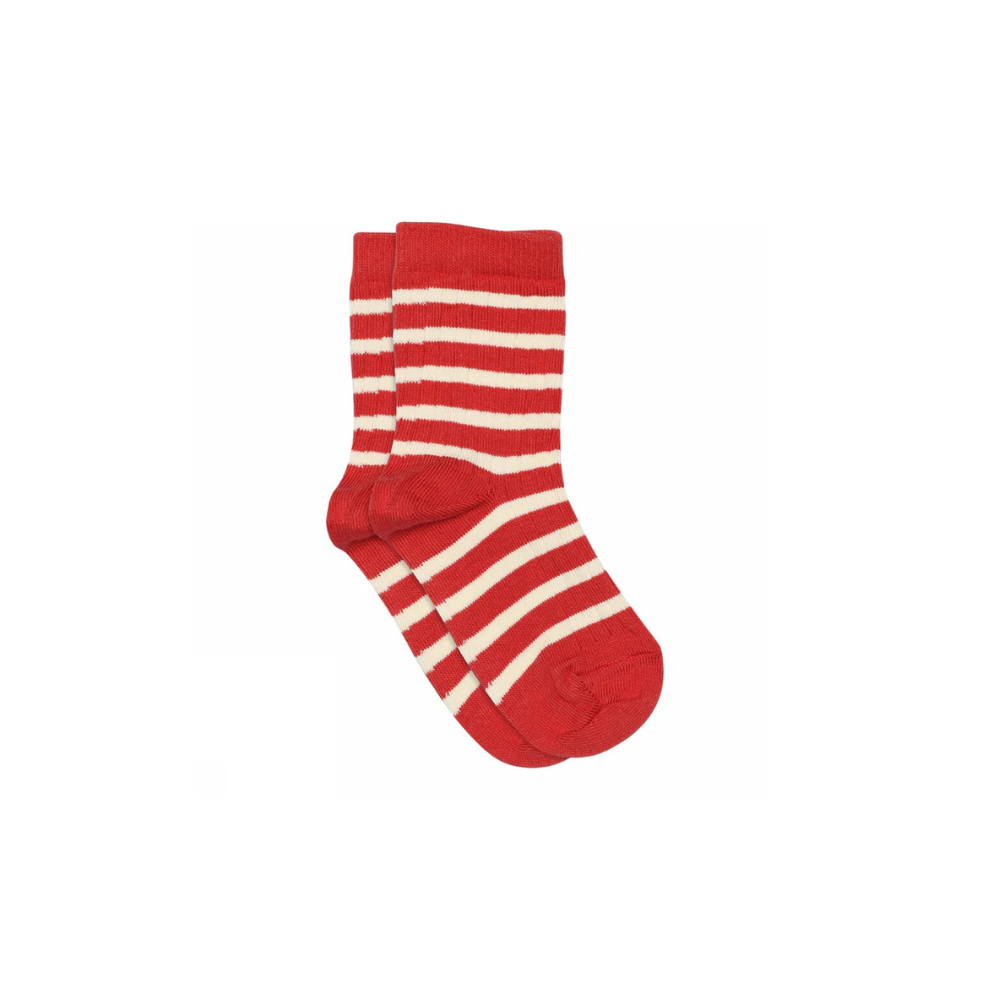 Cotton socks Eli - Striped red/Tomato - Mp Denmark