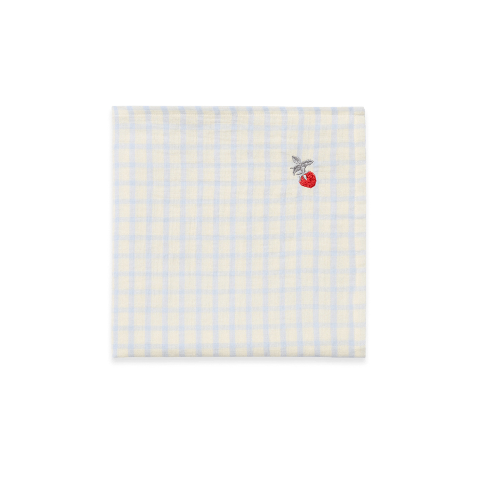 Hydrophilic cloth 110x110cm - Muslin Swaddle Blanket Gingham Sky Blue - Organic Cotton - Garbo & Friends