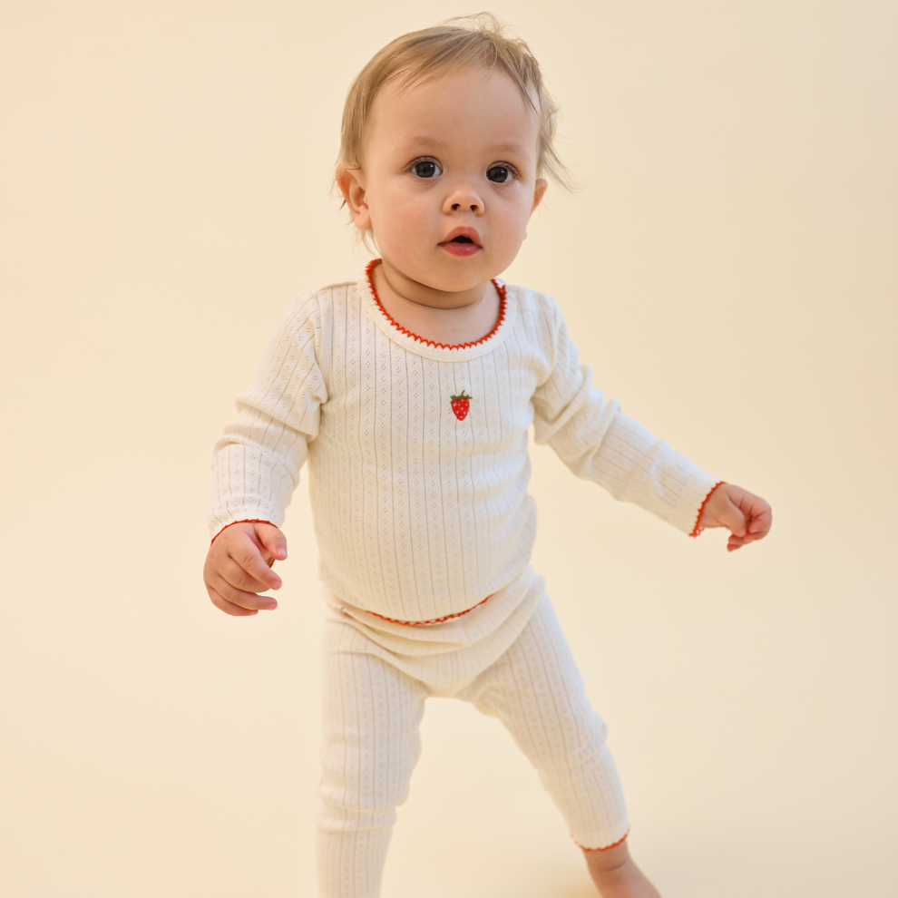 Romper Flora Pointelle - Katoen - Gentle Cream/Offwhite - Flöss baby
