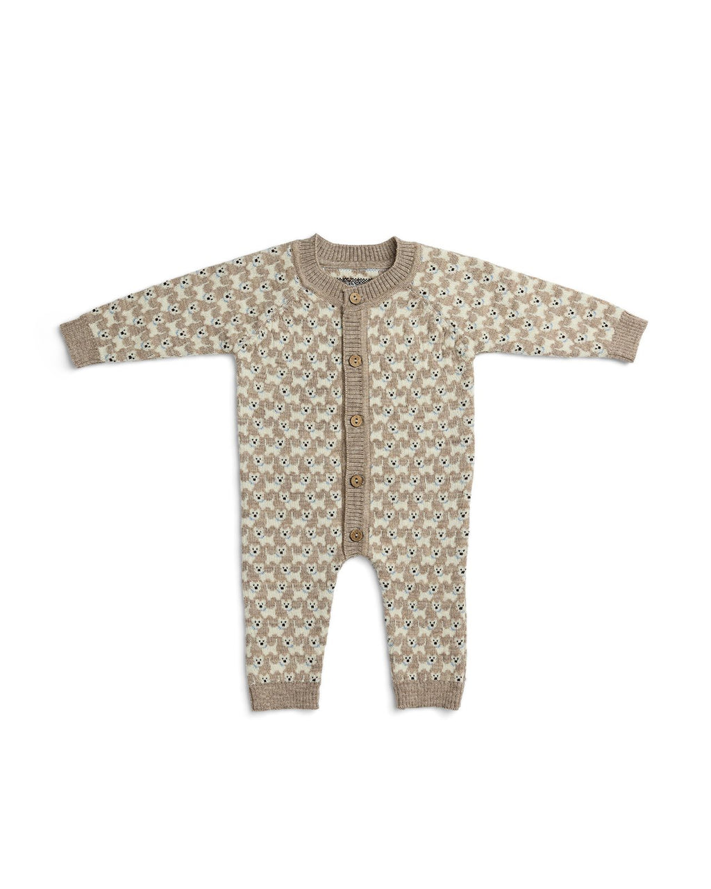 Knitted Romper - Nature Melange Dogs - 100% merino wool - SmallStuff