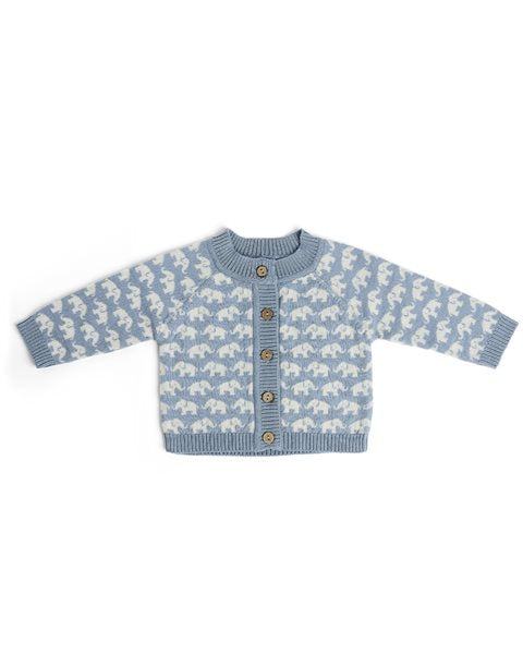 Strickjacke Elefanten - Merinowolle - Blau - Smallstuff