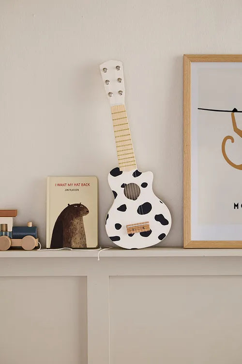 Houten Speelgoed gitaar - Koeienprint - Black White - FSC Gecertificeerd - Kid’s Concept