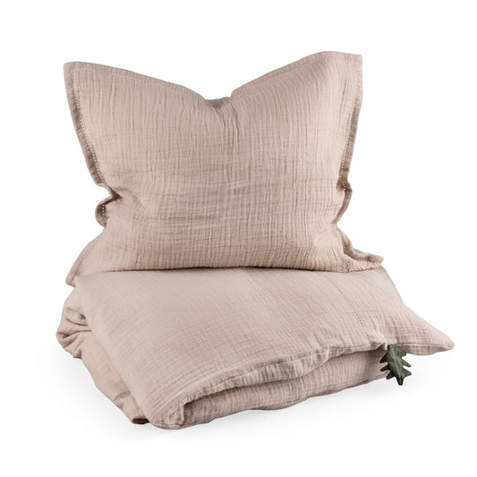 Muslin baby bedding - Duvet cover - 100x70 & 40x45 - Seabreeze beige