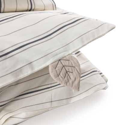 Bettwäsche-Set - Perkal Junior Bettwäsche (DK-Größe) - 100x140cm & 40x45cm - Cream Stripe