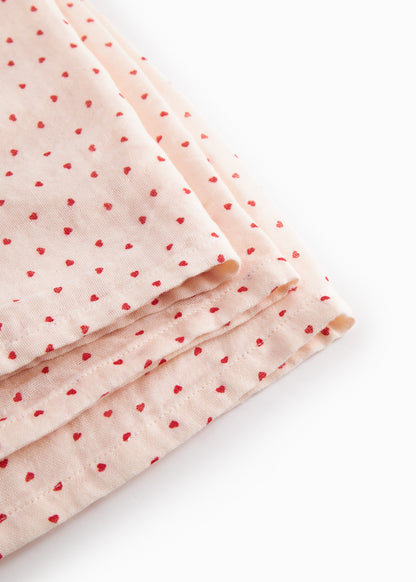 Swaddle - Muslin Cloth - 110x110 cm - Organic Cotton Muslin - Bonded Muslin Print - Happy Hearts - MarMar Copenhagen