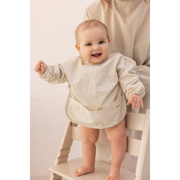MarMar Copenhagen - Apron LS - Slabbetje met lange mouwen - Deep Lake Check - baby