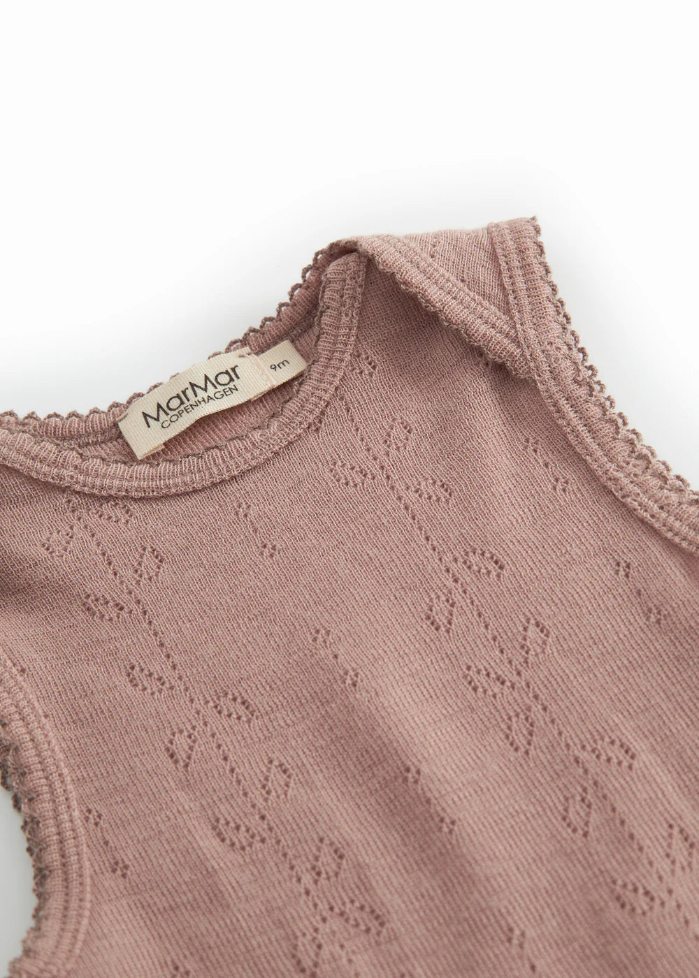 Mouwloze merinowollen romper - Bini Wool Pointelle - Burnt Rose - MarMar Copenhagen - voorkant - afbeelding 3
