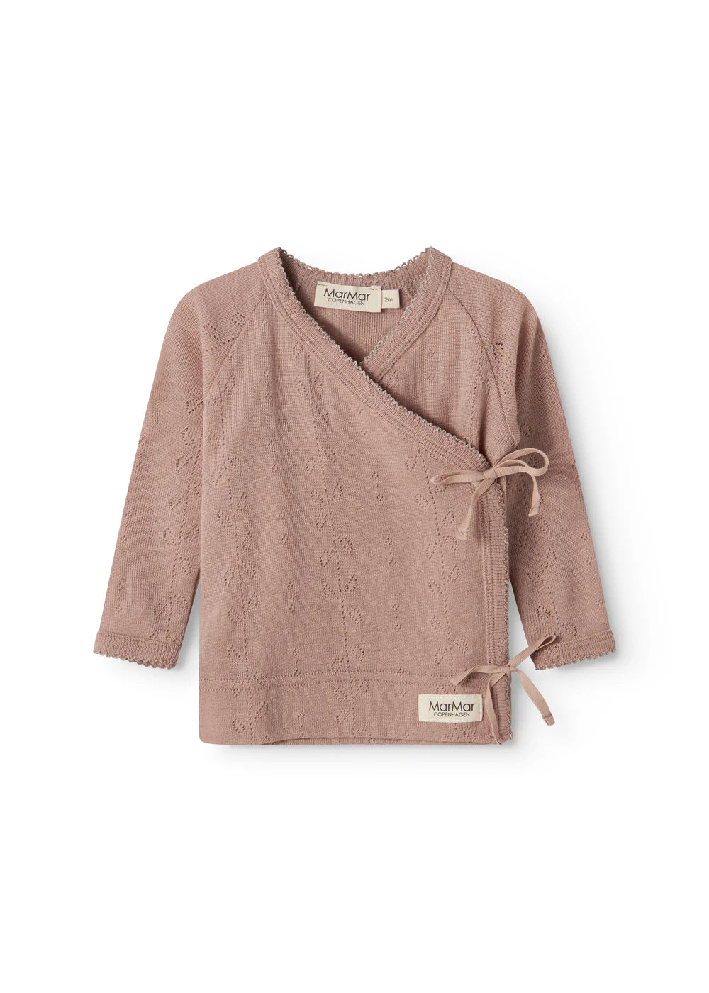 Overslag vestje - Tut Wrap LS Wool Pointelle - 100% merinowol - MarMar Copenhagen - productfoto