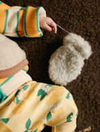 Woolen children's mittens with cord - Gully Junior Beige – 100% wool – Alwero