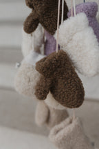 Woolen children's mittens with cord - Gully Junior Beige – 100% wool – Alwero