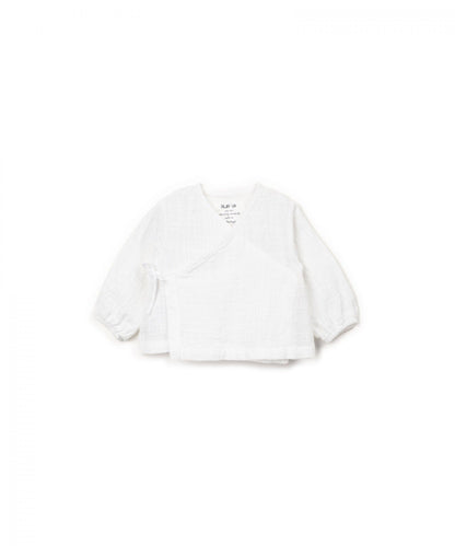 Wikkelblouse mousseline - Wit - 100% biologisch katoen - Play Up - voorkant