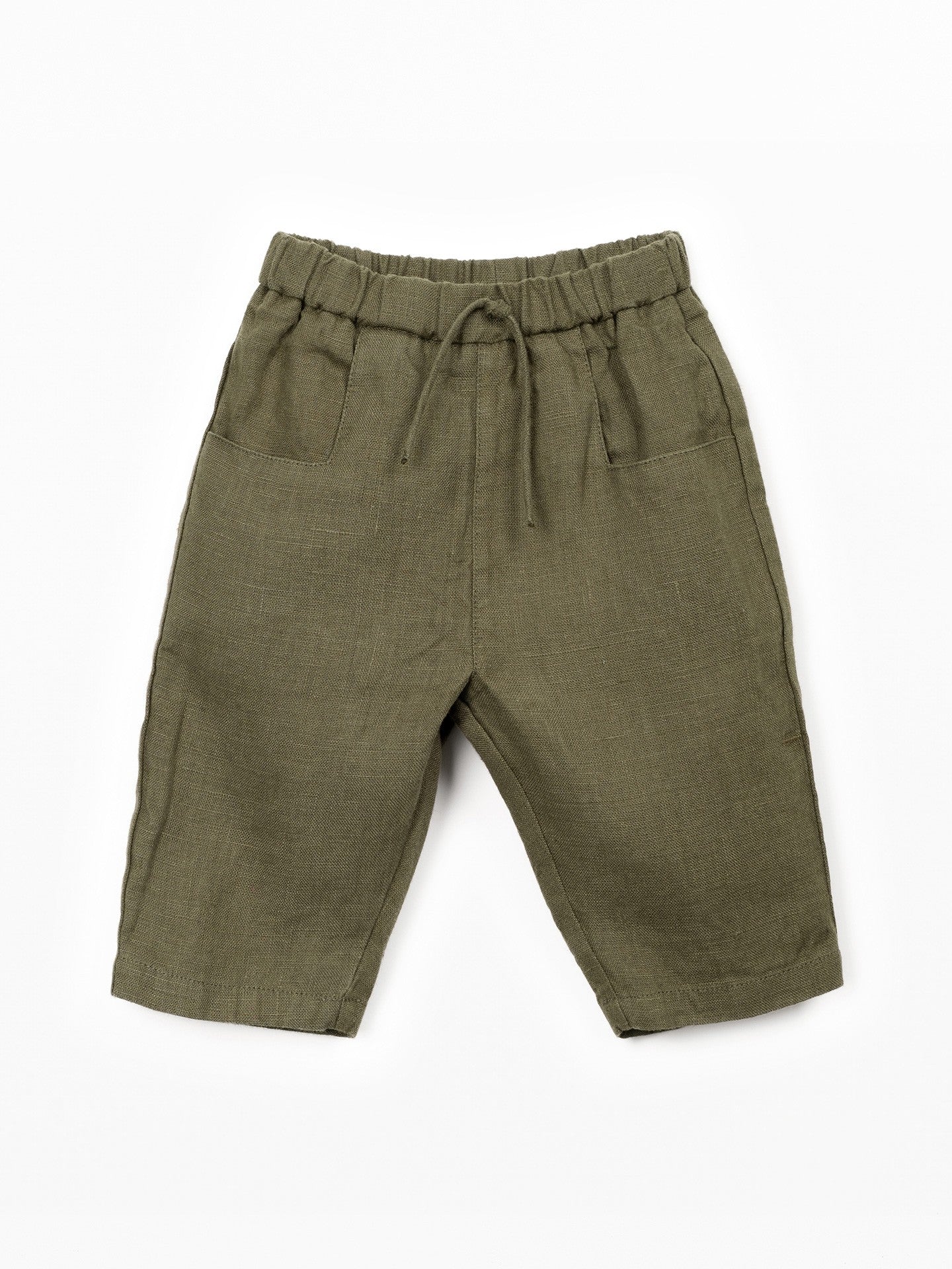 Linnen broek met elastische taille - 100% linnen - Play Up - voorkant 