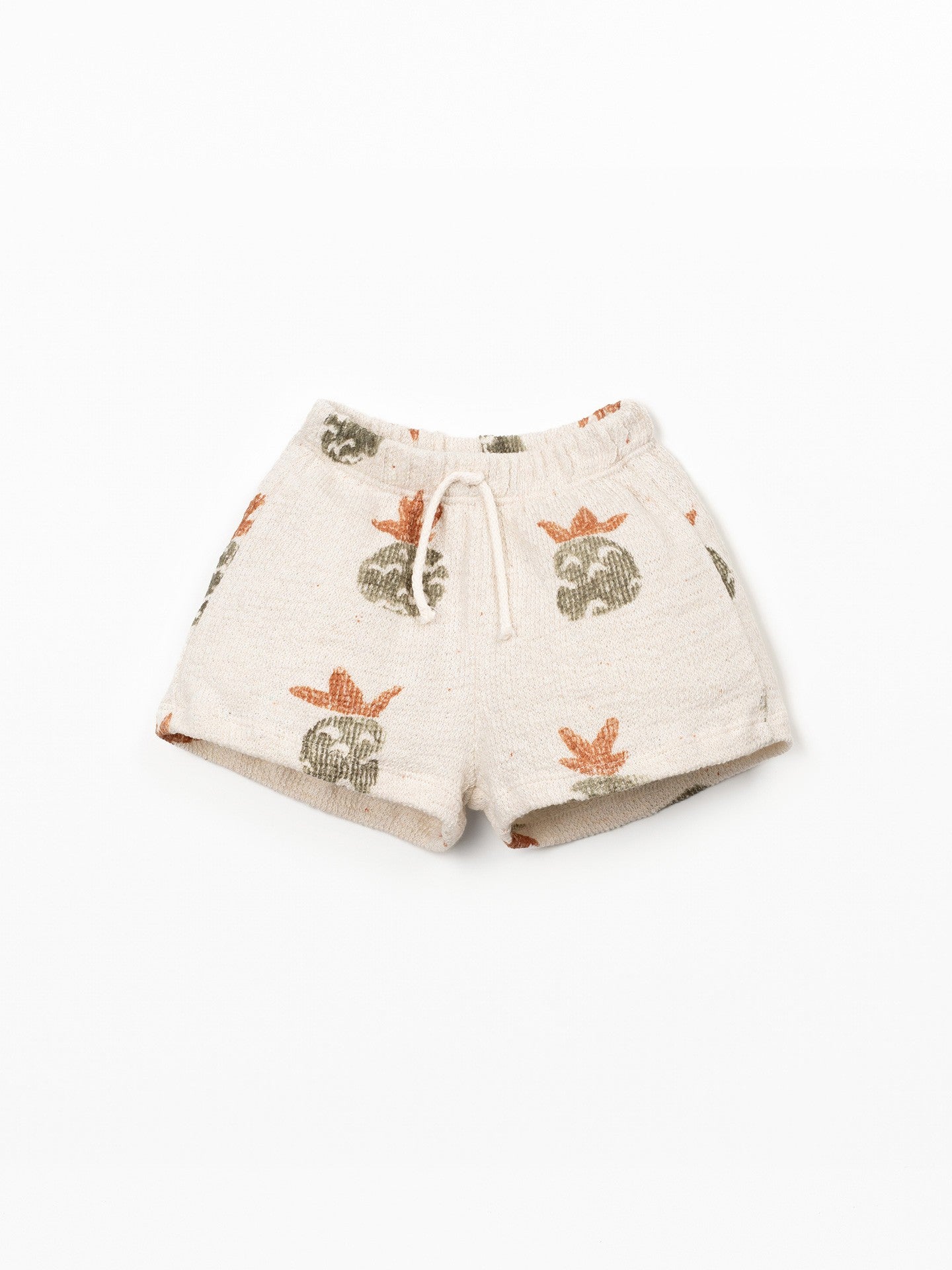 Short met ananasprint - Ecru - Regeneratief katoen - Play Up - voorkant