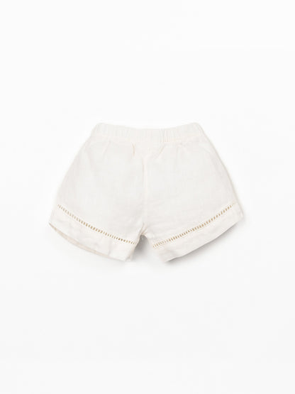 Leinen-Shorts mit elastischem Bund – Ecru – 100 % Leinen – Play Up