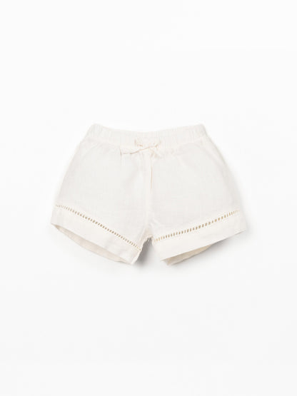 Leinen-Shorts mit elastischem Bund – Ecru – 100 % Leinen – Play Up