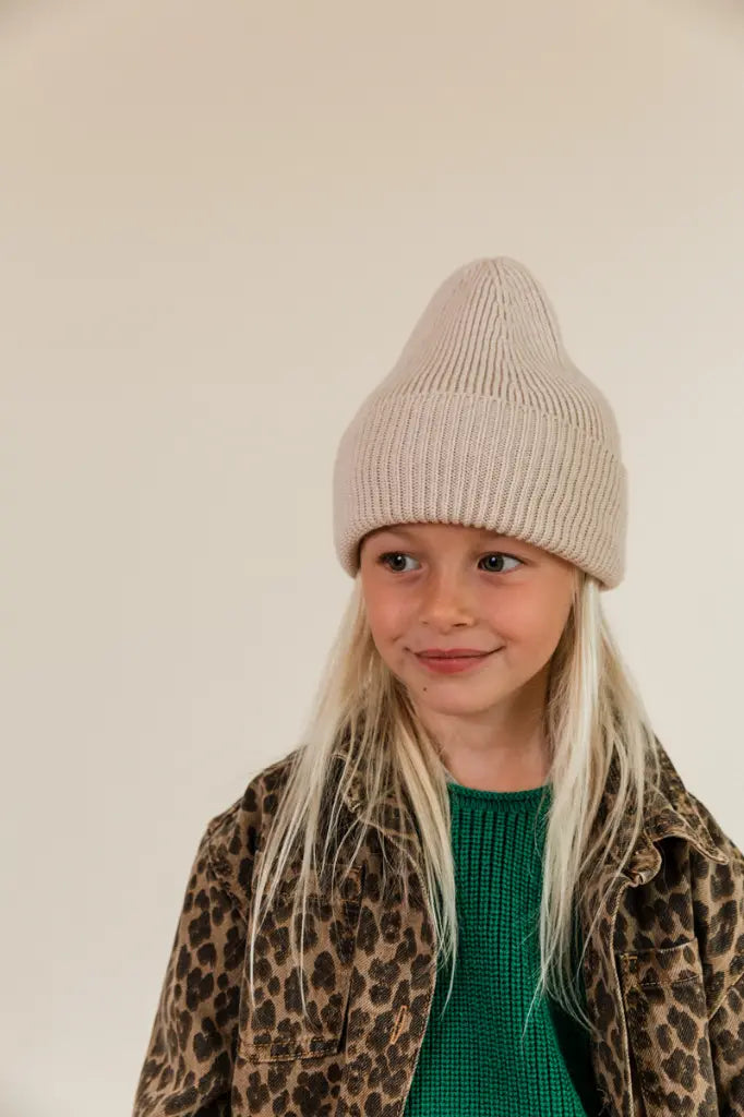 Beanie Fonzie Kids - 100% extra fine Italian merino wool - HVID
