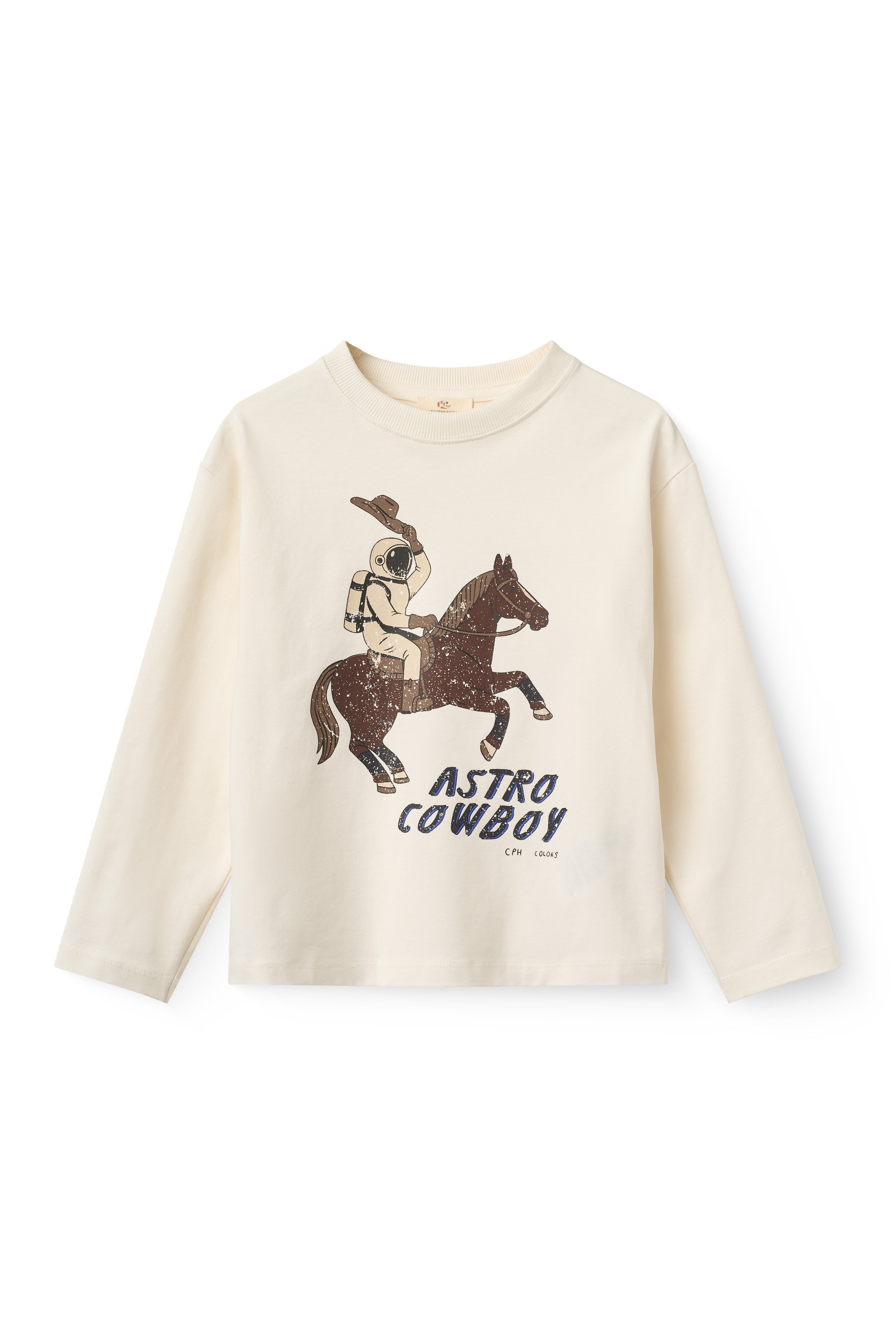 Top met lange mouwen - Astro cowboy longsleeve top - White - Biologisch katoen - Copenhagen Colors - voorkant