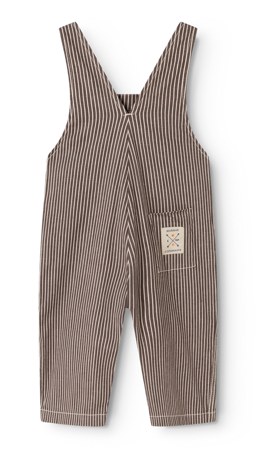 Baby tuinbroek Ruben - Soft denim - Dark Brownie Stripe - MarMar Copenhagen - productfoto - afbeelding 3