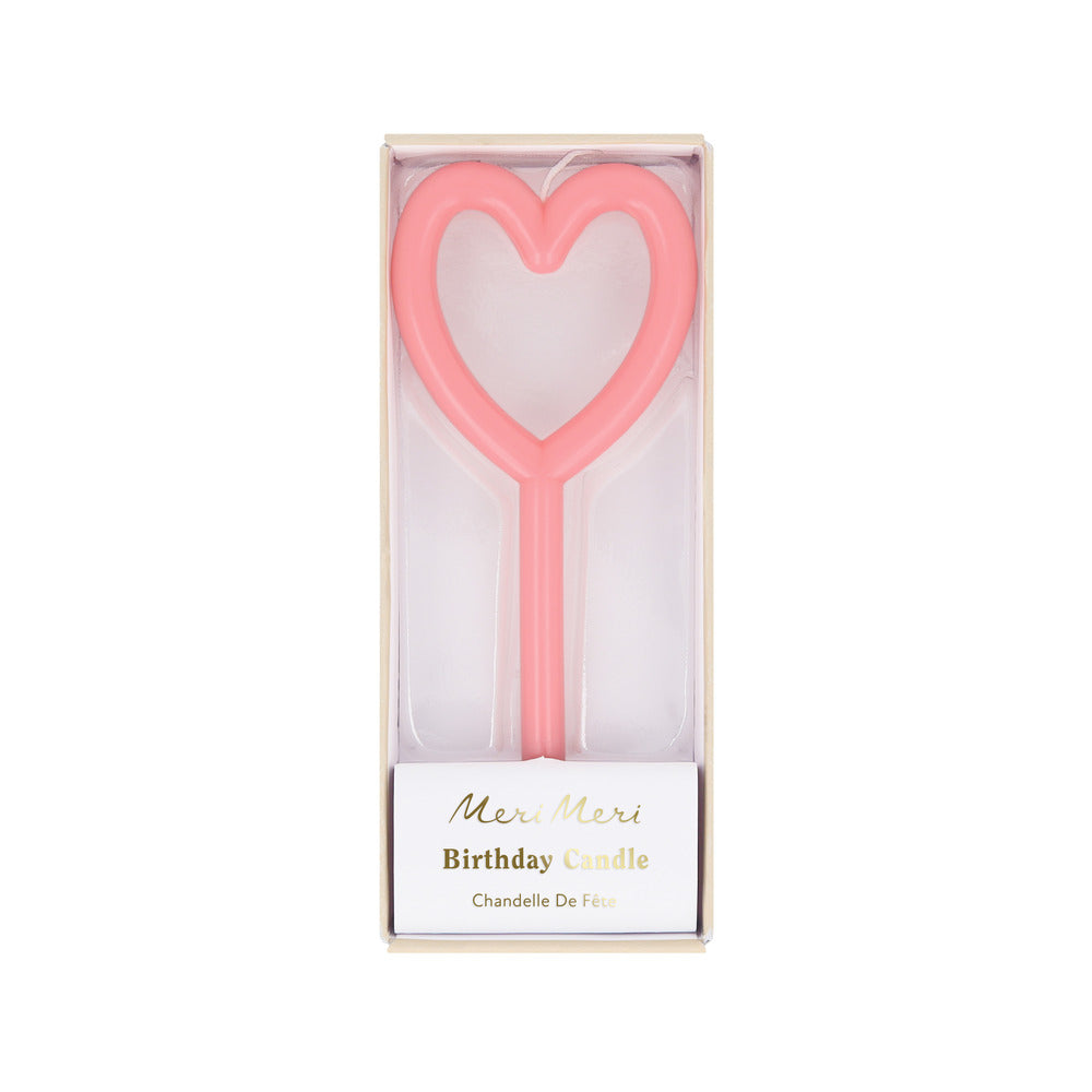Slim Heart Candle Pink – Hartvormige taartkaars – Meri Meri