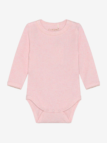 Bodysuit - Modal/cotton - Pink/Bleached Mauve Melange - Fixoni