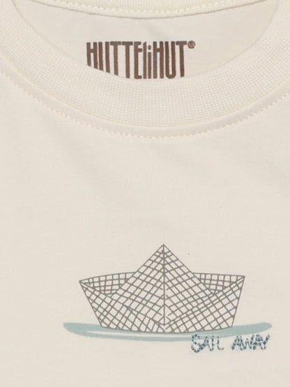 T-Shirt Kurzarm - Baumwolle - Weiß/Antique White - Huttelihut