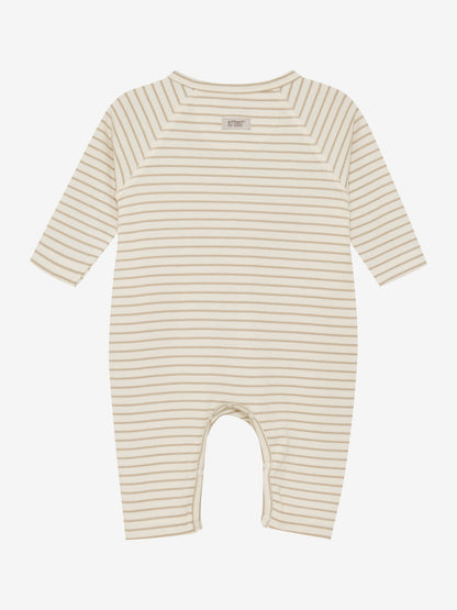 Jumpsuit - Organic Cotton - Romper LS YD Stripe - White Pepper - Huttelihut