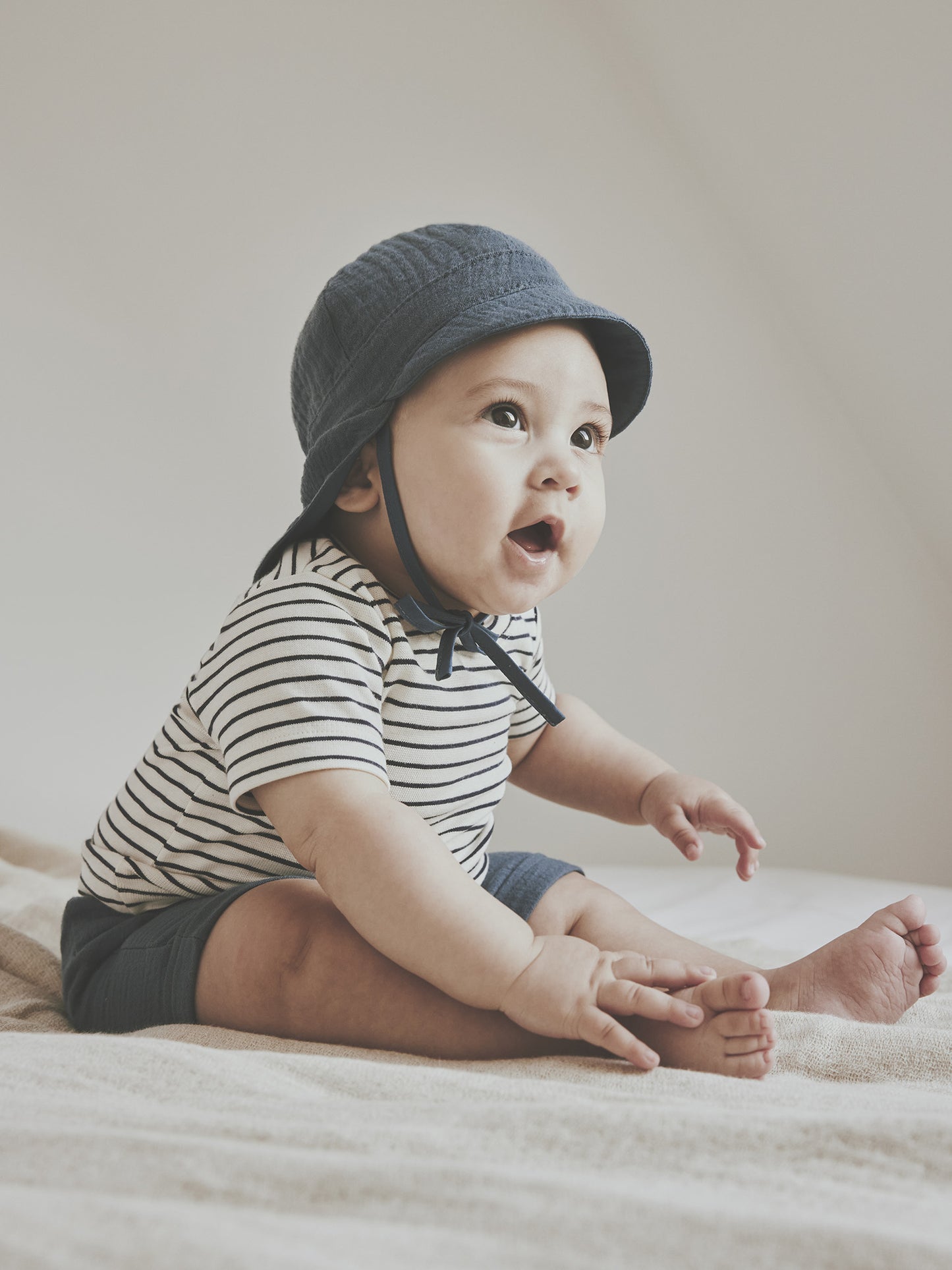 T-shirt baby - Organic cotton - Striped navy/Bering Sea - Huttelihut