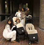 Footmuff Puffmuff® - Merino Sheepskin - Black + Milk - BINIBAMBA