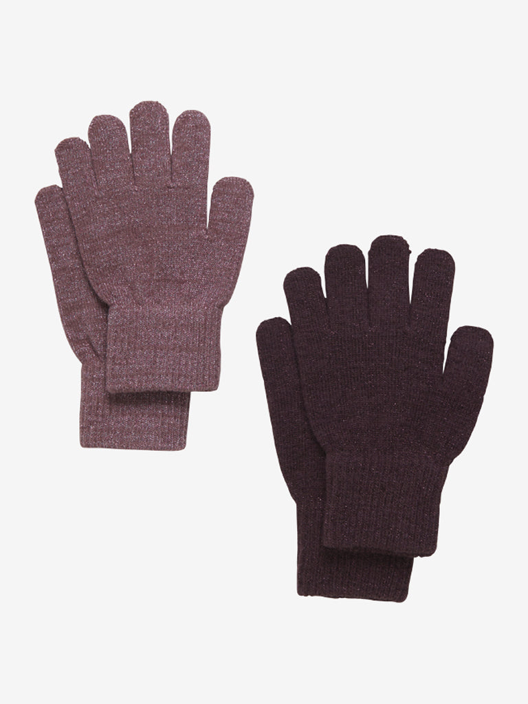 Wollen glitterhandschoenen – 2-pack – Rose Brown – Wolmix – CeLaVi