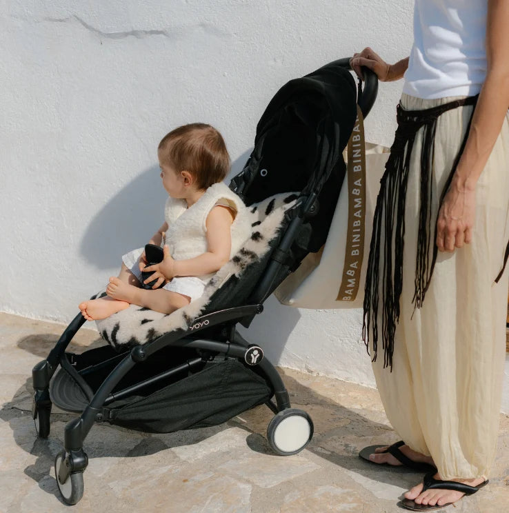 Merino wollen kinderwagen inleg Snuggler® - Leopard Peanut - BINIBAMBA