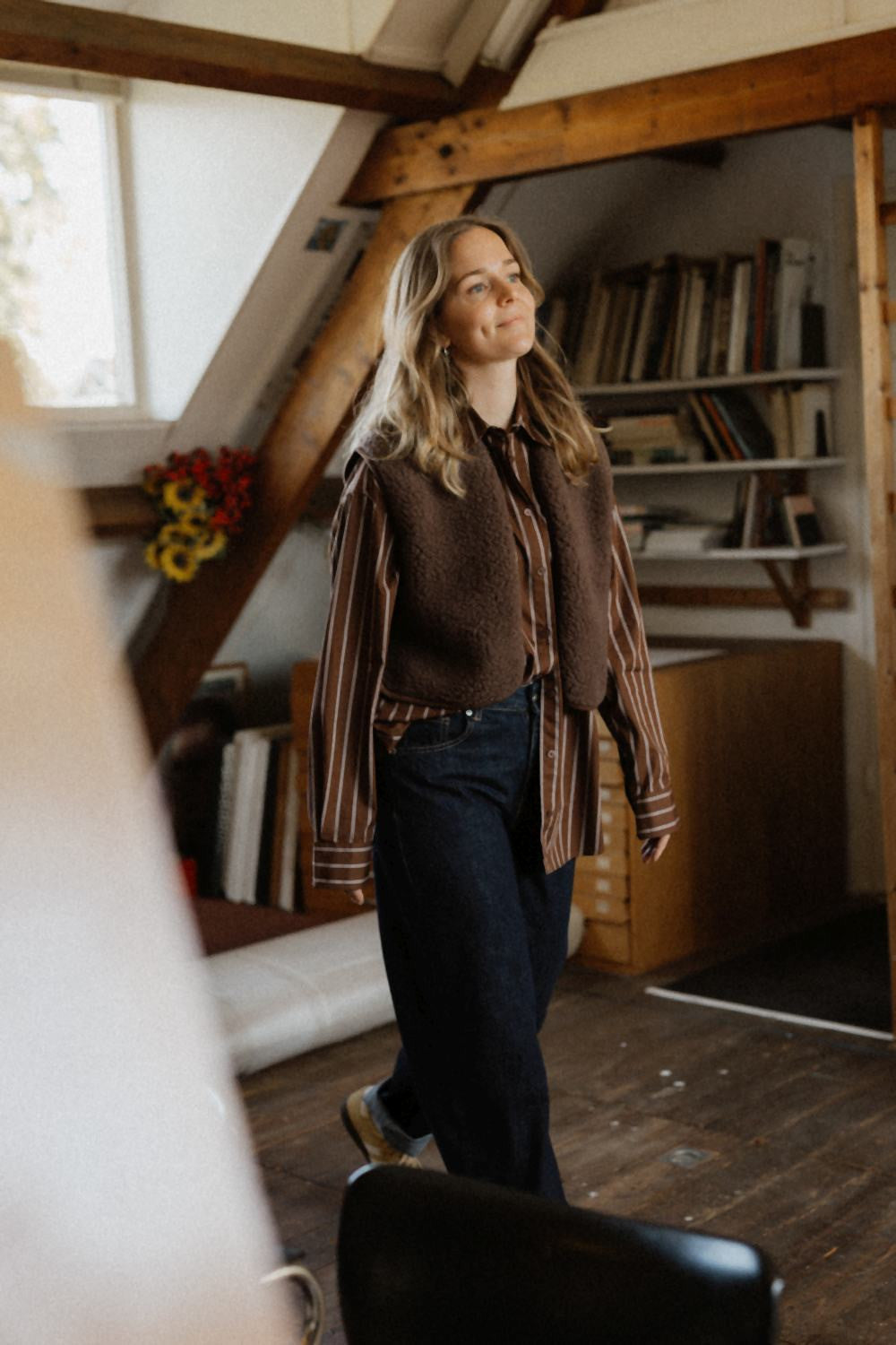 Camino Gilet – Choco Martini Light – Gilet court femme en 100 % laine – Alwero