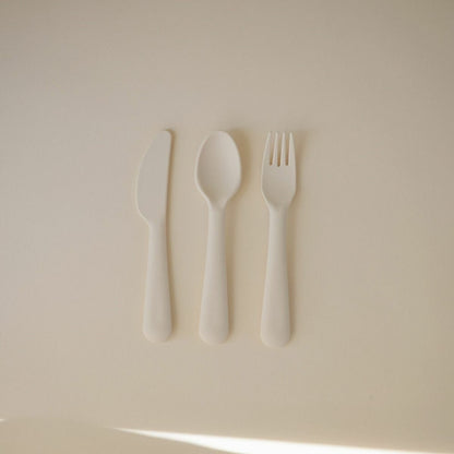 Besteckset Baby - Ungiftiger Kunststoff - Ivory - Mushie