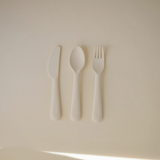 Cutlery set baby - Non-toxic plastic - Ivory - Mushie