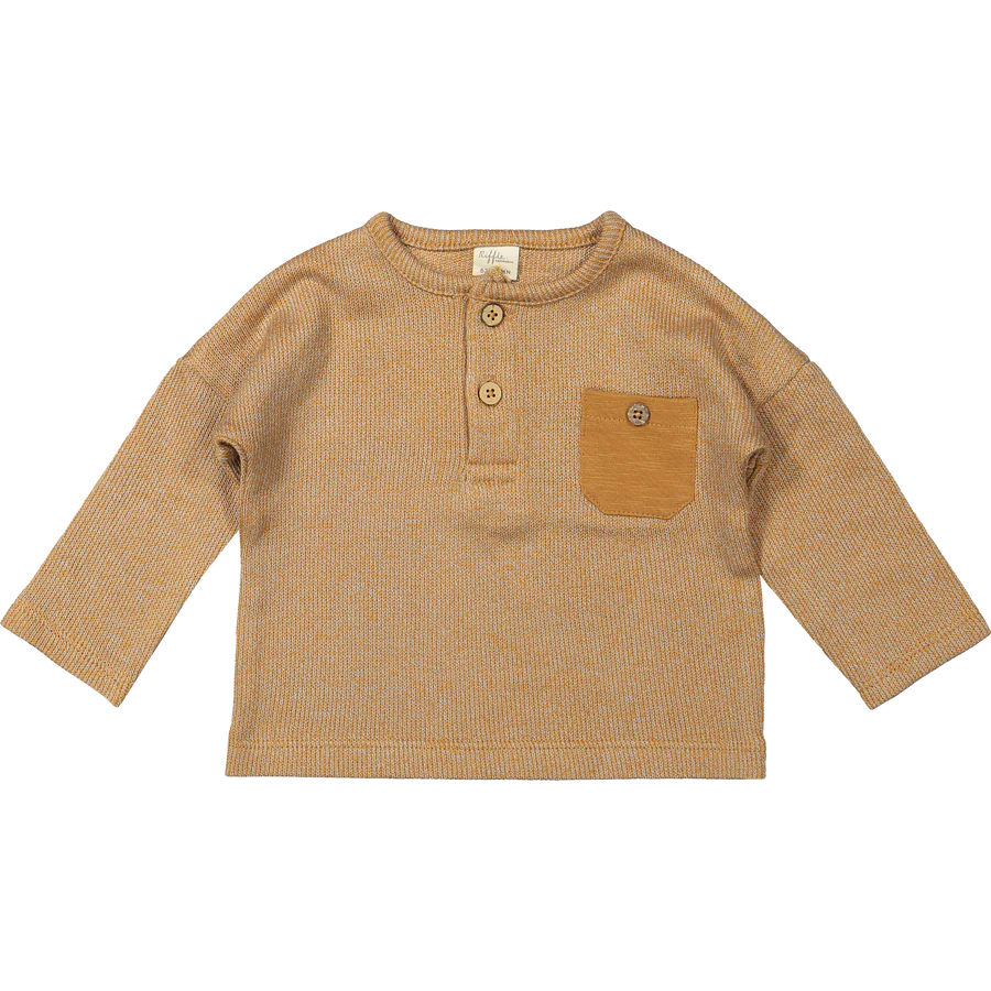 Moon long sleeve top - Organic cotton - Moon lsl combo knit brown t-shirt - Riffle Amsterdam