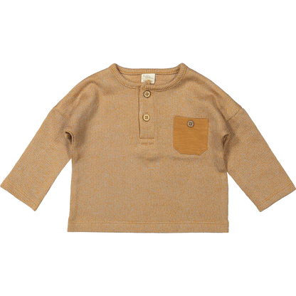 Moon long sleeve top - Organic cotton - Moon lsl combo knit brown t-shirt - Riffle Amsterdam