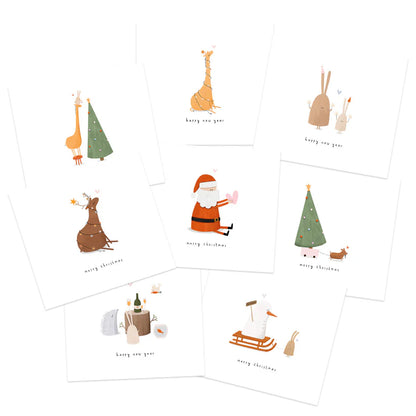 Setje van 8 kerstkaarten incl. enveloppen en stickervel - Alijt