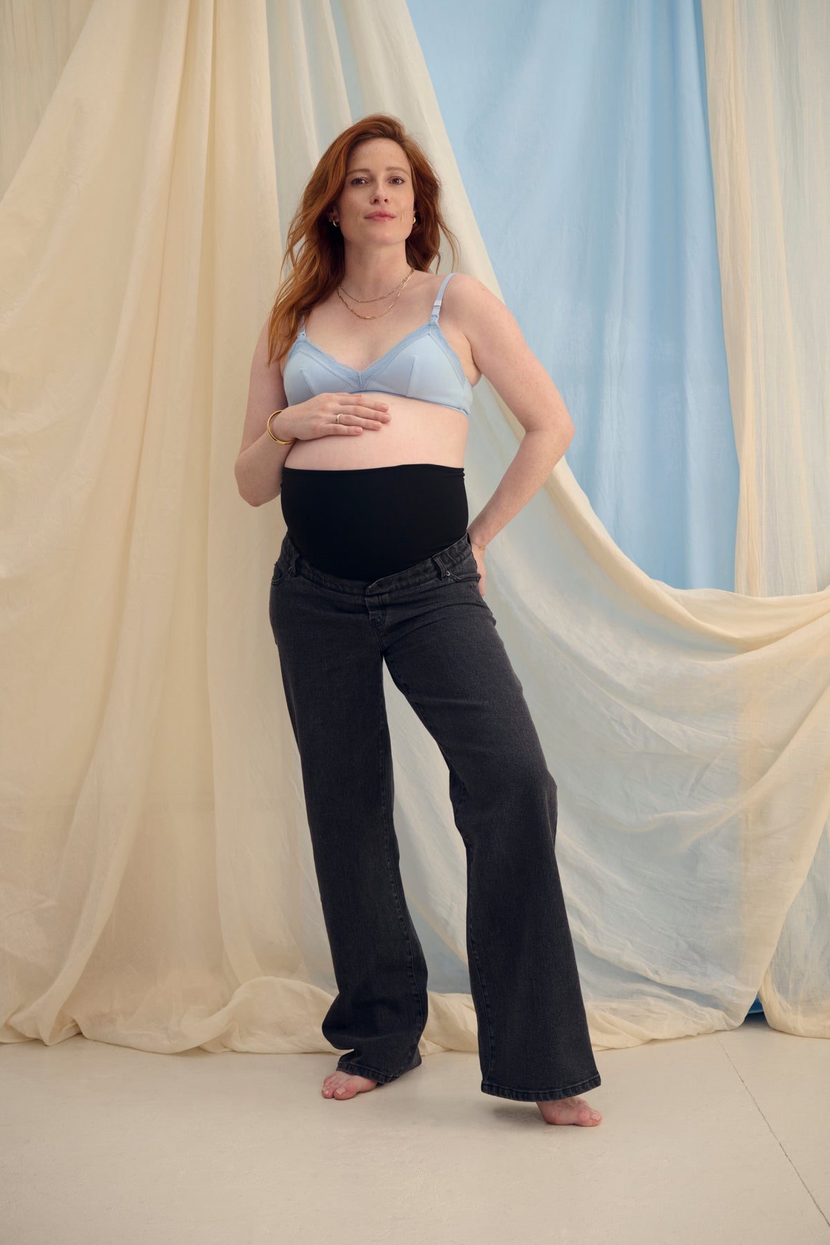 The Wide Jeans Black – Jean large de grossesse noir – Bandeau ajustable – Atelier Melon
