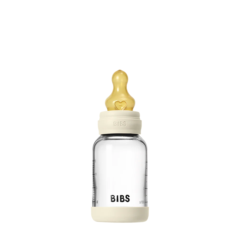 Babyfles van glas - Latex/Natuurrubber - Ivory - 120 ml of 240 ml - BIBS - productfoto - afbeelding 2