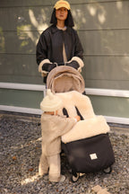 Footmuff Puffmuff® - Merino Sheepskin - Black + Milk - BINIBAMBA