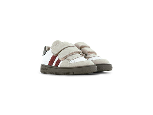 Suede baby sneaker ExtremeFlex® – Beige/Red/Black – Shoesme