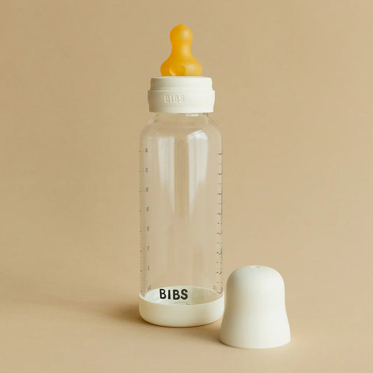 Babyfles van glas - Latex/Natuurrubber - Ivory - 120 ml of 240 ml - BIBS