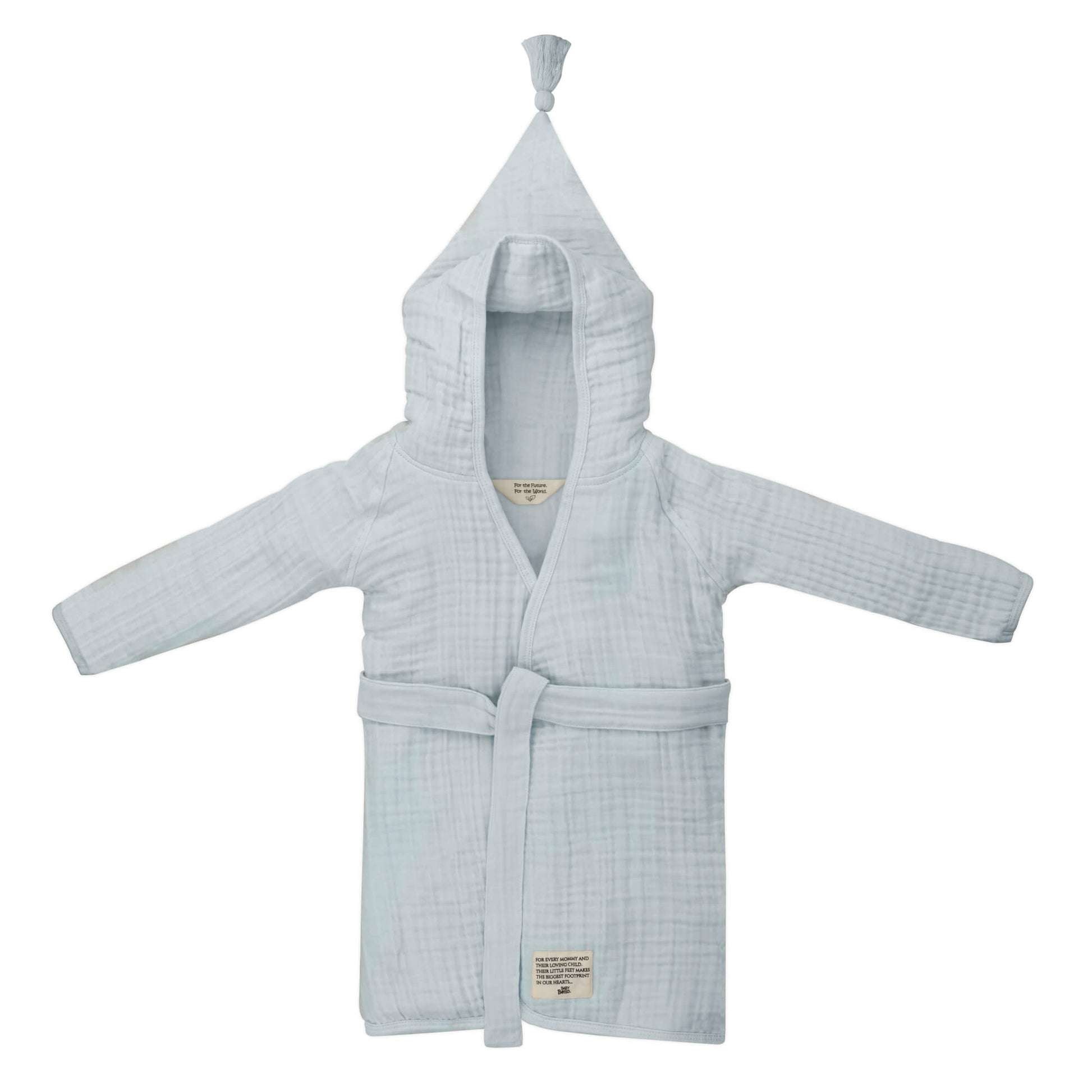 Baby Bello - Baby Badjas - Blue Cashmere - 100% Biologisch mousseline katoen - voorkant