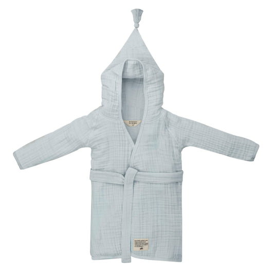 Baby Bello - Baby Badjas - Blue Cashmere - 100% Biologisch mousseline katoen - voorkant