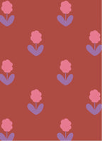 Bloemen Rood – Atelier Chien: detail of the wallpaper pattern.