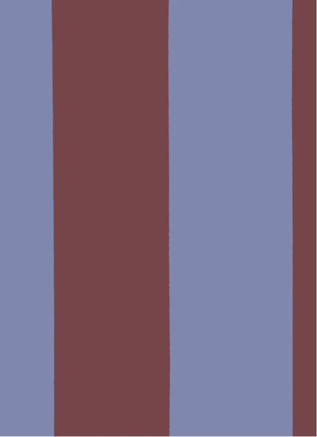 Brede Strepen Bordeaux Blauw – Atelier Chien : détail du motif du papier peint.