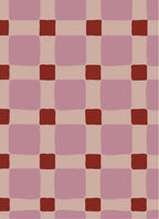 Geblokt Quilt Roze – Handgetekend roze ruitbehang van duurzaam vliesbehang – Atelier Chien