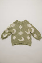 Moon & Stars Sweater Matcha – 100 % Coton Biologique – Claude & Co